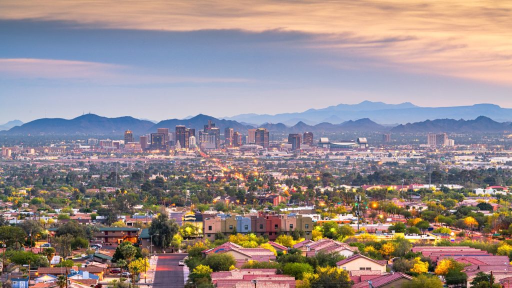 The skyline of Phoenix, AZ where Moldgone offers mold removal and remediation.