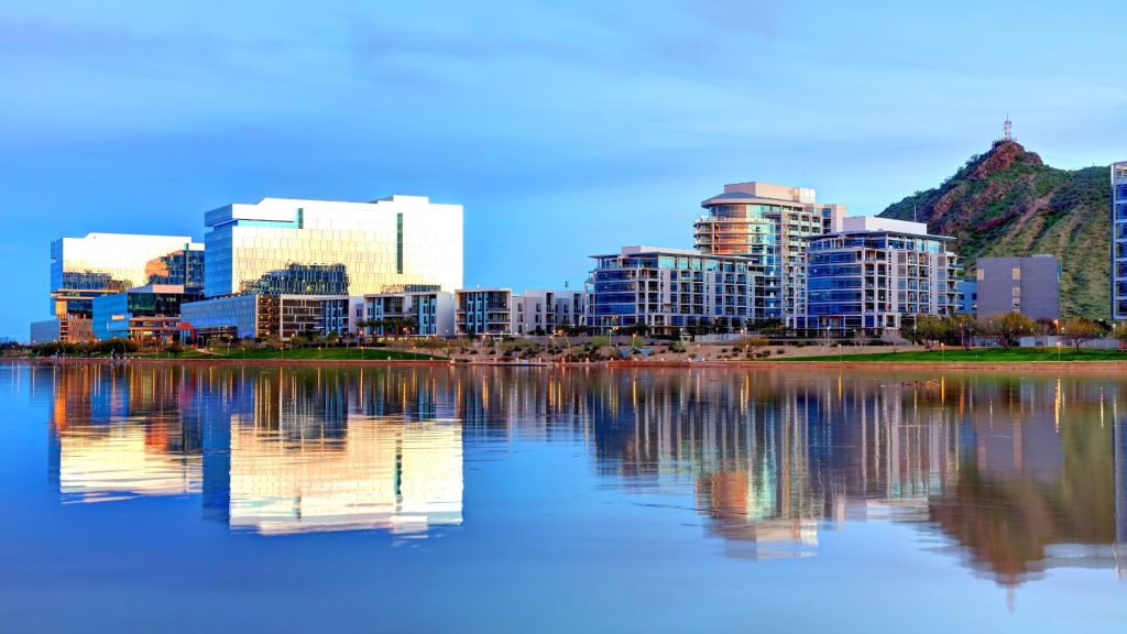 The skyline of Tempe, AZ where Moldgone offers mold removal and remediation.